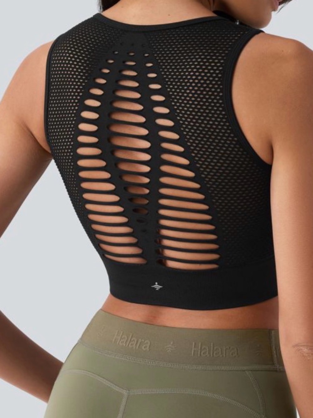 HALARA Black Ladder Cutout Racerback Sports Bra